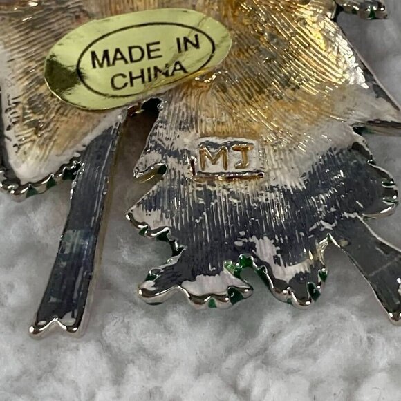 Vintage Marie Jennifer Christmas Bells 2" Brooch Pendant 1" Earrings Red Green - Picture 4 of 10